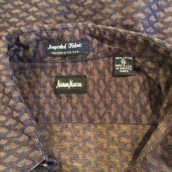 NEIMAN MARCUS Vintage Geometric Heart Pattern Men's Dress Shirt size M - Picture 5 of 5